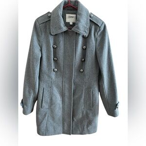 Esprit Women's Gray Double-Breasted Pea Coat ( Medium)